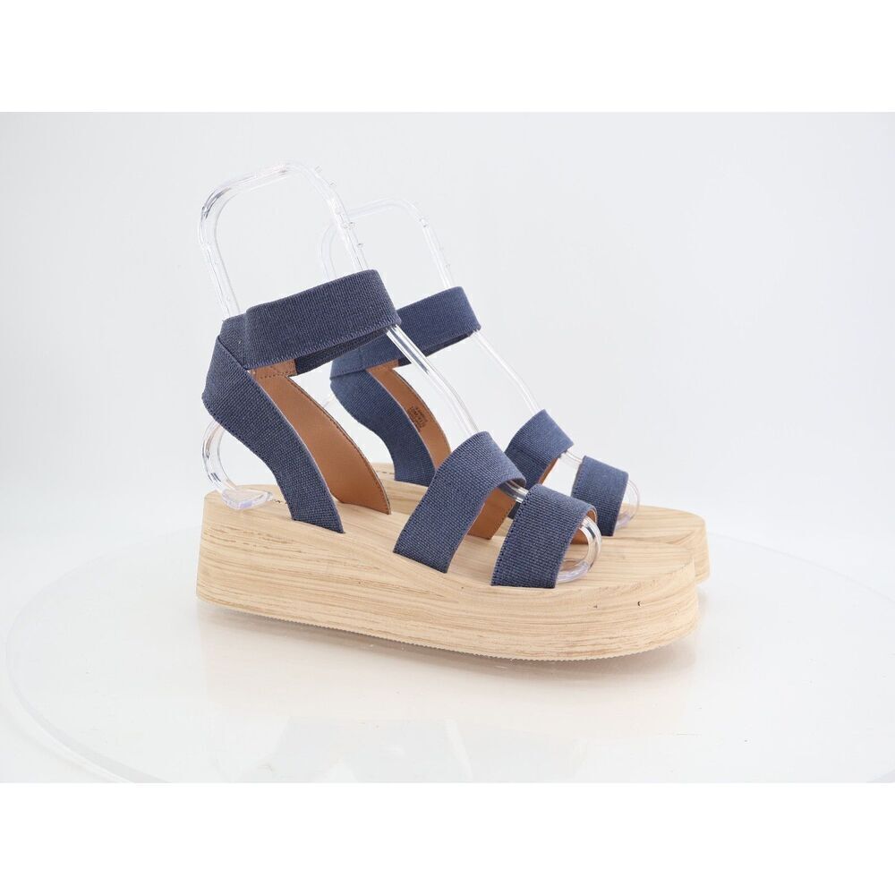 Lucky Brand Womens Samella Ankle Strap Wedge Flatform Sandals Shoes Size 10 Blue